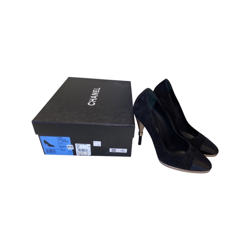 Chanel black suede & Satin Heels: LIKE NEW